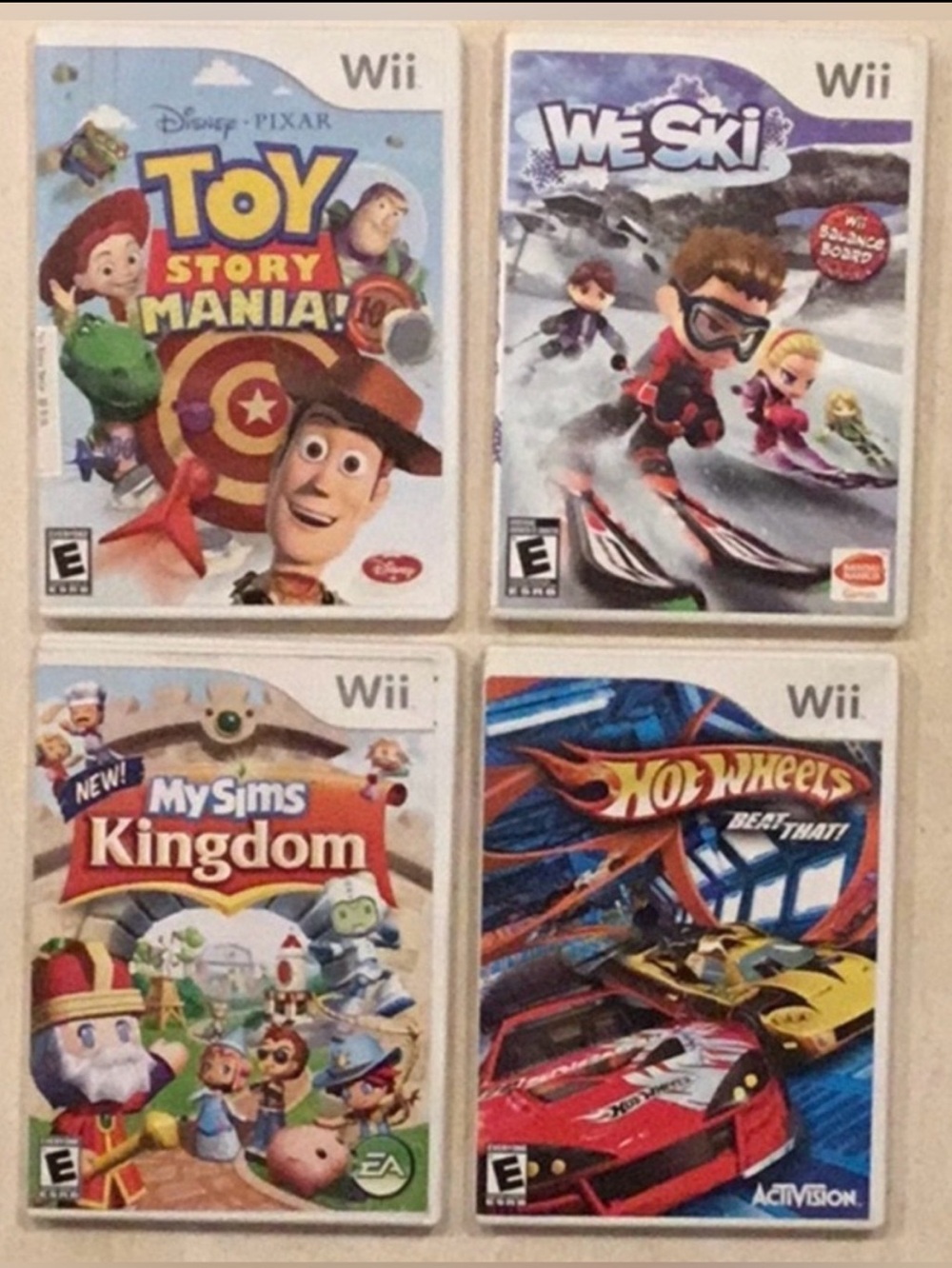 Toy Story Mania Wii Game & MySims Kingdom Nintendo Wii & Hot Wheels & We Ski Lot